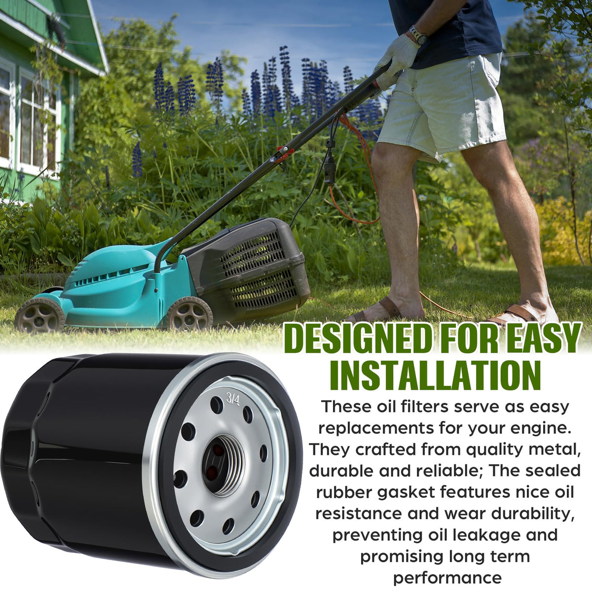 Therwen oil filter installed on Toro engine demonstrating compatibility