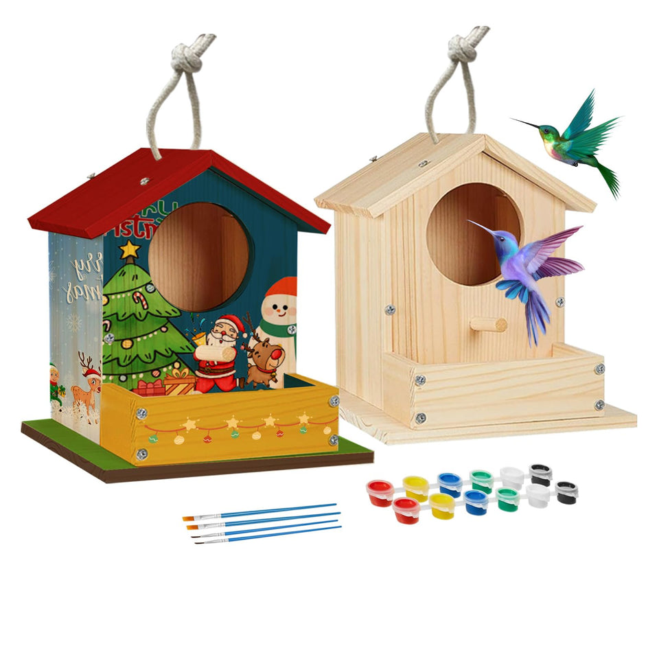 Thick&Thin bird house kit during assembly for family crafting