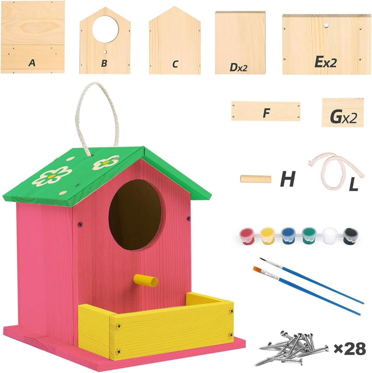 Thick&Thin bird house kit with paint colors for creative decorating