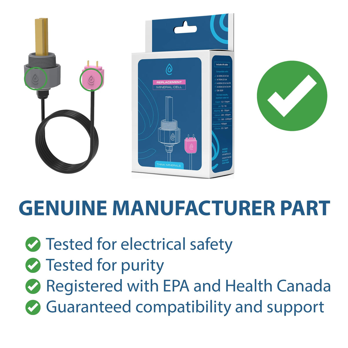 Think Minerals ClearBlue ionizer premium cell back view designed for reliable hot tub setups.