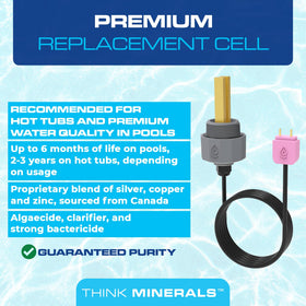 Think Minerals ClearBlue premium cell closeup electrodes highlight the pure mineral blend.