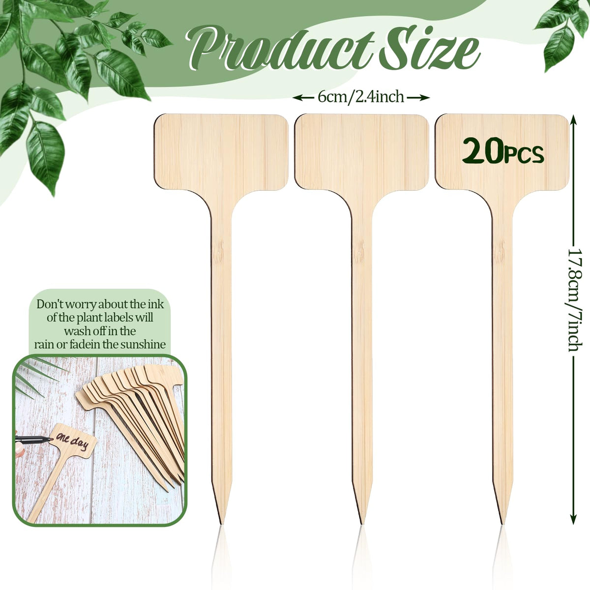Thinp bamboo garden markers show long wooden T-shape for clear plant IDs.
