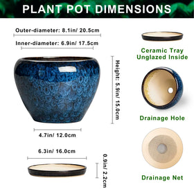 Thirtypot ceramic planter with drainage hole helps keep roots healthy and surfaces clean.
