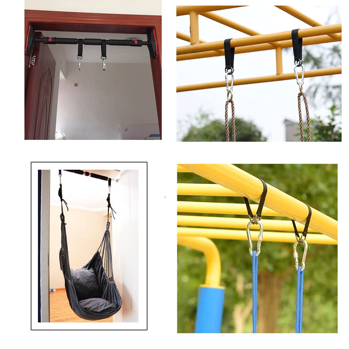 Outdoor hammock setup using THJJSS straps under clear sky