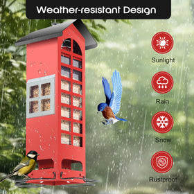 THKFUL durable metal bird feeder construction for outdoor use.
