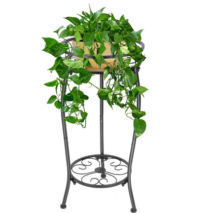 THKFUL 2-tier metal plant stand assembly showing sturdy support and quick setup