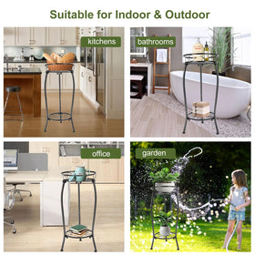 THKFUL two-tier rack doubles as storage for planters and sundries