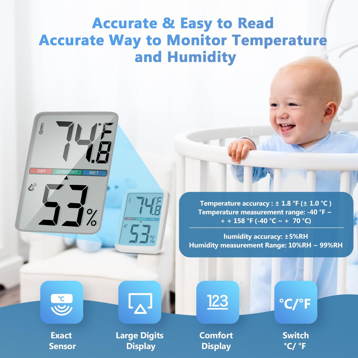 Thlevel accuracy-focused sensor delivering precise temperature and humidity measurements.