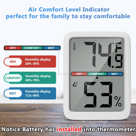 Thlevel room climate indicator using color coding to signal comfort levels.