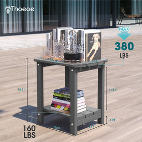 THOEOE grey wood-grain side table for durable, year-round patio style