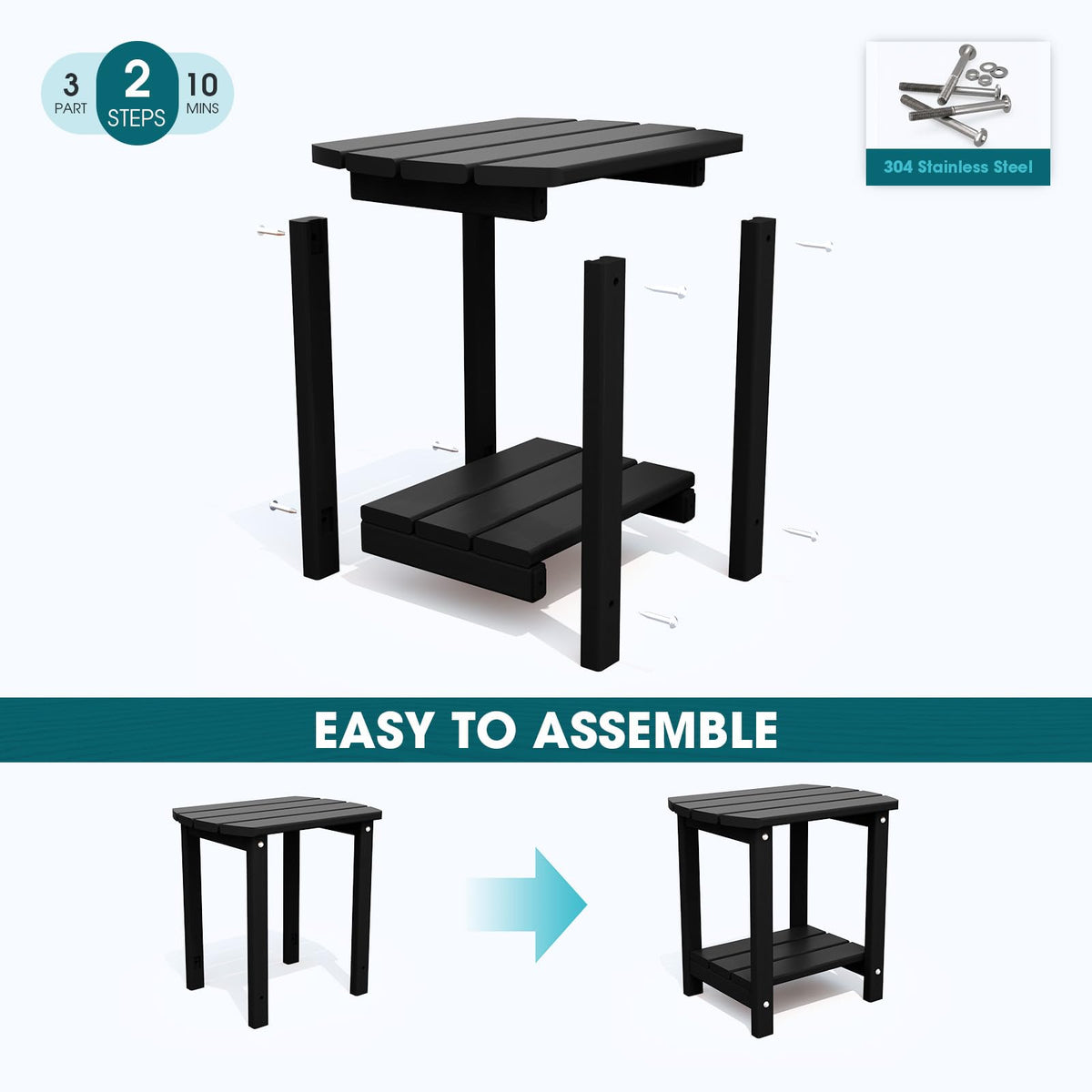 THOEOE Adirondack side table placed outdoors beside seating for year-round use