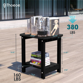 THOEOE Adirondack side table top view highlighting double storage surface