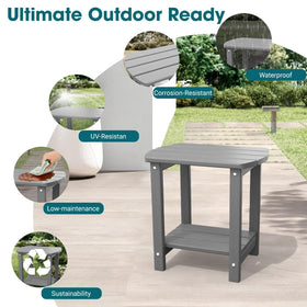 THOEOE weather-resistant HDPE Adirondack table resists fading, cracking, and rotting outdoors