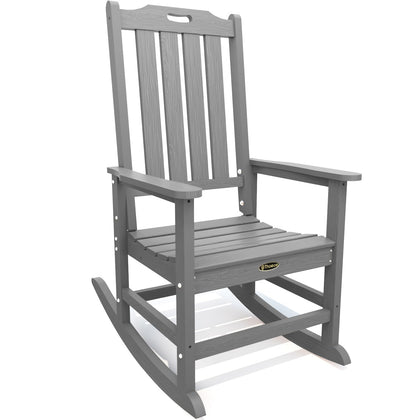 THOEOE oversized outdoor grey rocker with a wide seat for adults.