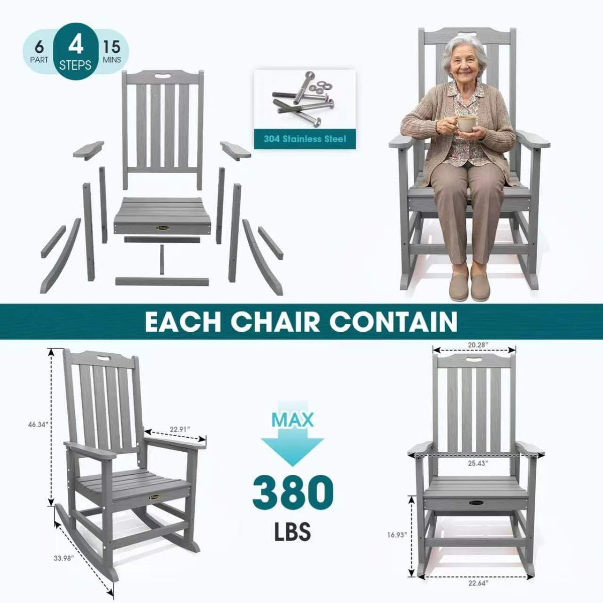 THOEOE reinforced slats support up to 380 pounds for long-lasting use.