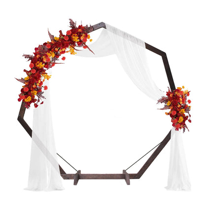 THORISE 7FT wedding arch front view demonstrates a rustic wooden frame ideal for aisle framing.