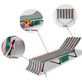 THOVSMOON towel cover side pockets for drinks and sunscreen.