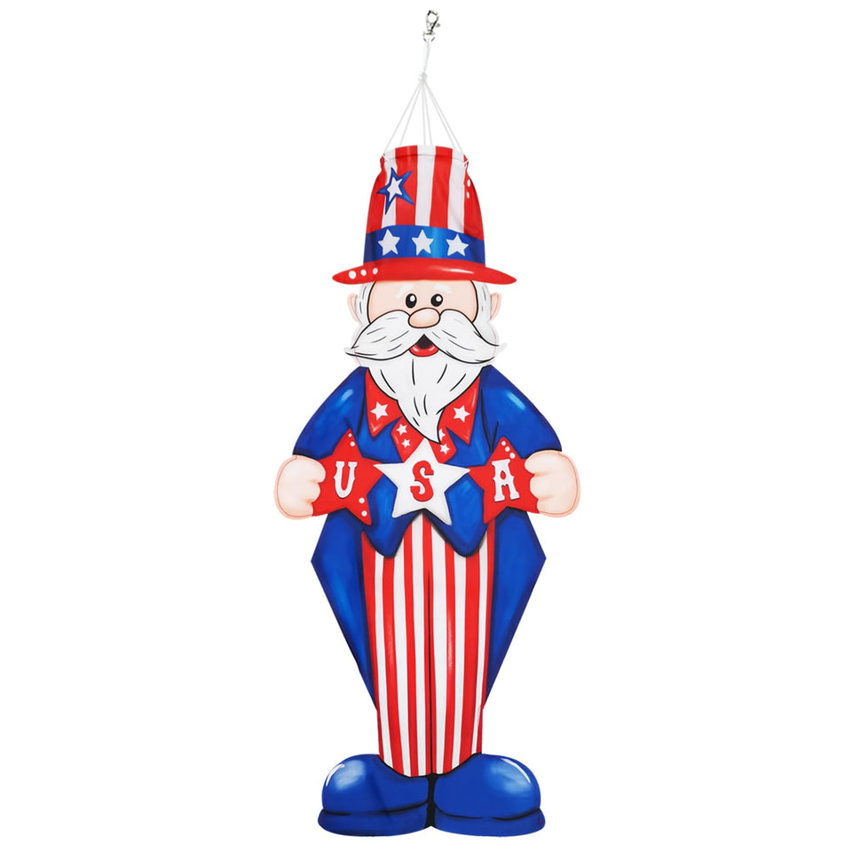 THQZLH American Windsock Uncle Sam design fluttering over yard decor.