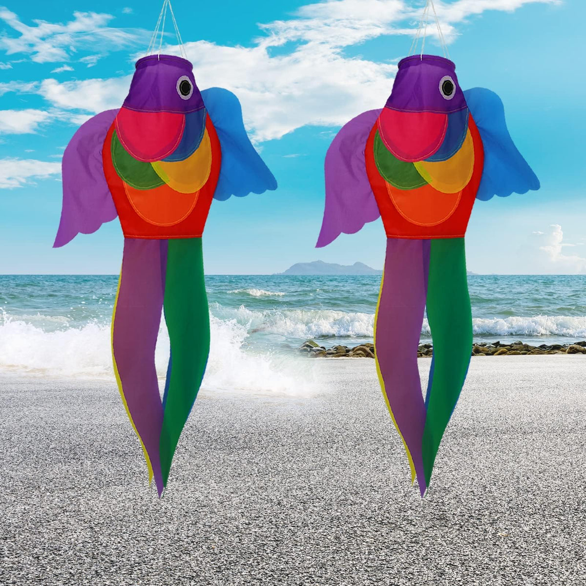 THQZLH fish windsock weather-resistant polyester withstands sun and rain