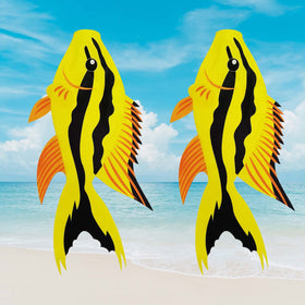 THQZLH fish windsock yellow fabric close-up shows durable polyester.