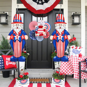 THQZLH red white blue windsock fluttering for 4th of July.