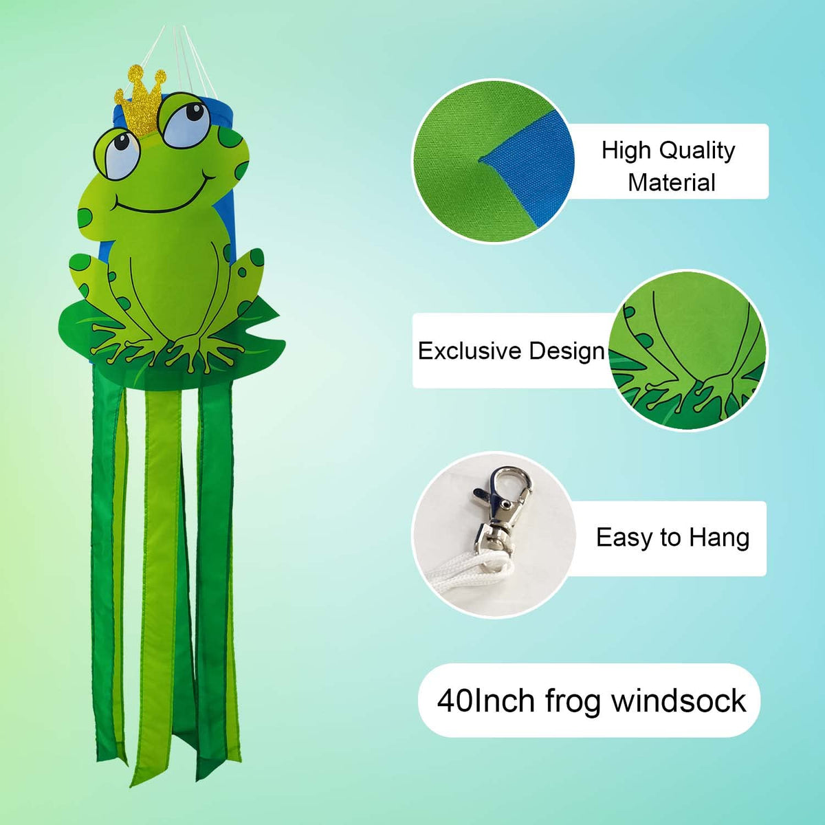 THQZLH windsock frog bobbing action creates dynamic garden focal point.