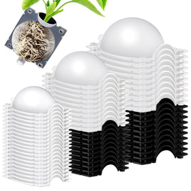 Threehoney air layering pods with half black half transparent design for clear rooting view.
