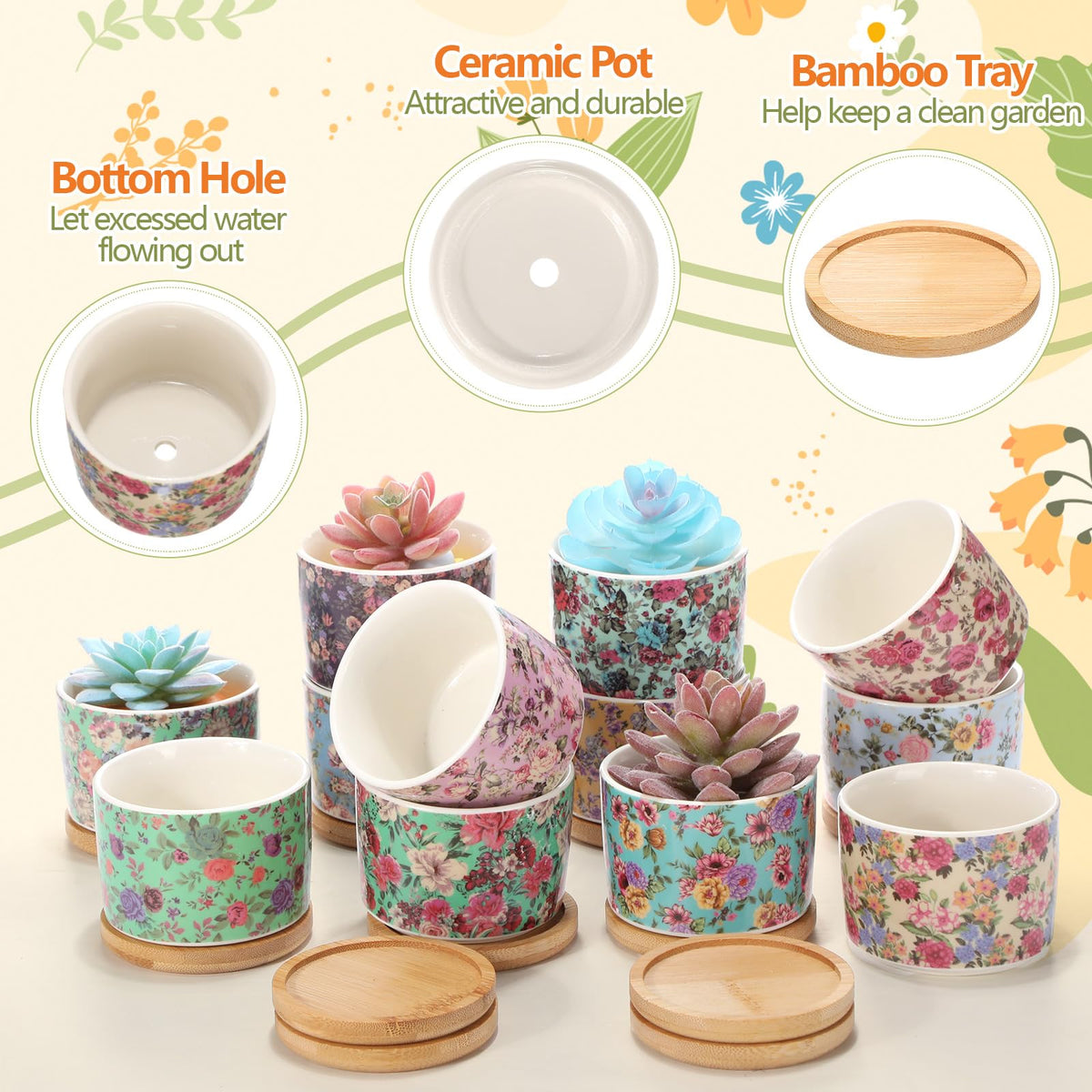 Threehoney multicolor ceramic pot emphasizes vibrant display for succulents and small flowers.