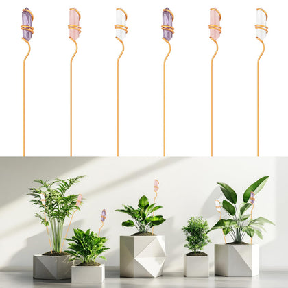 Threehoney crystal sun catcher plant stake with clear quartz adds sparkle to indoor plants