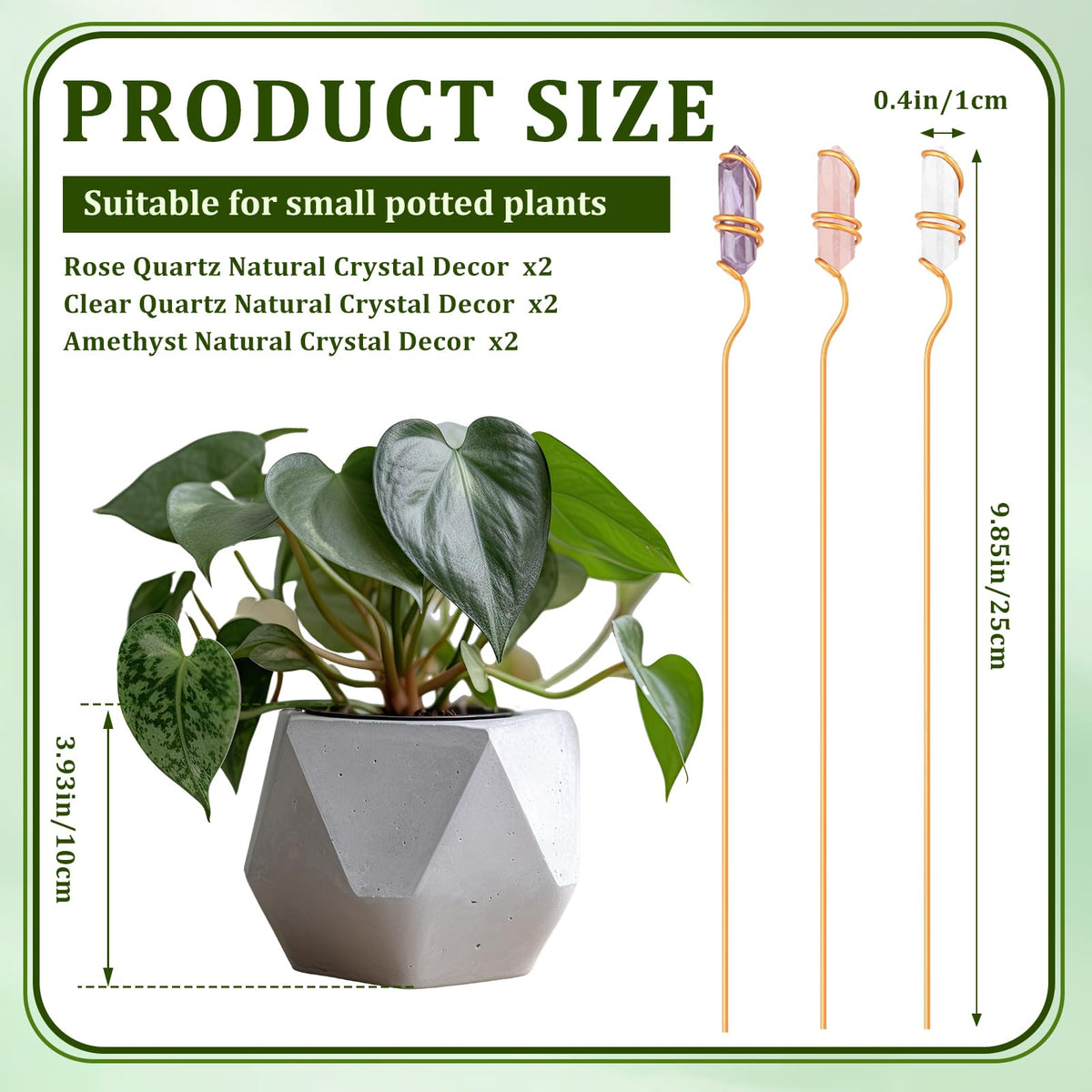 Threehoney rose quartz plant stake enhances indoor greenery with warm pink glow