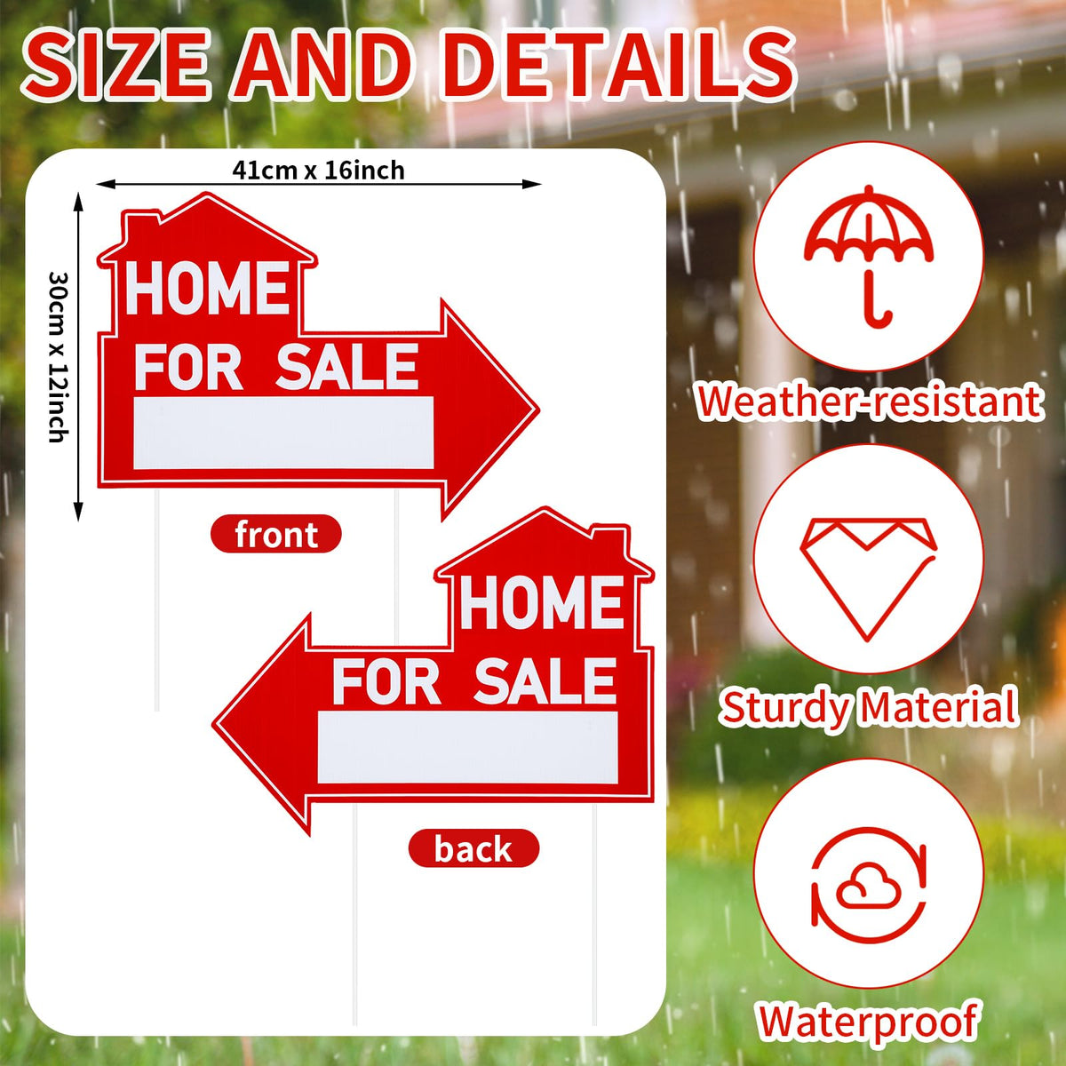 Threehoney home sale sign with stake, 12x16, clearly marks property; ideal for curb appeal.