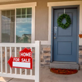 Threehoney red and white sign stands out in yards, attracting attention for listings.