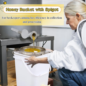 Threehoney sealed lid and honey gate simplify storage and transfer.