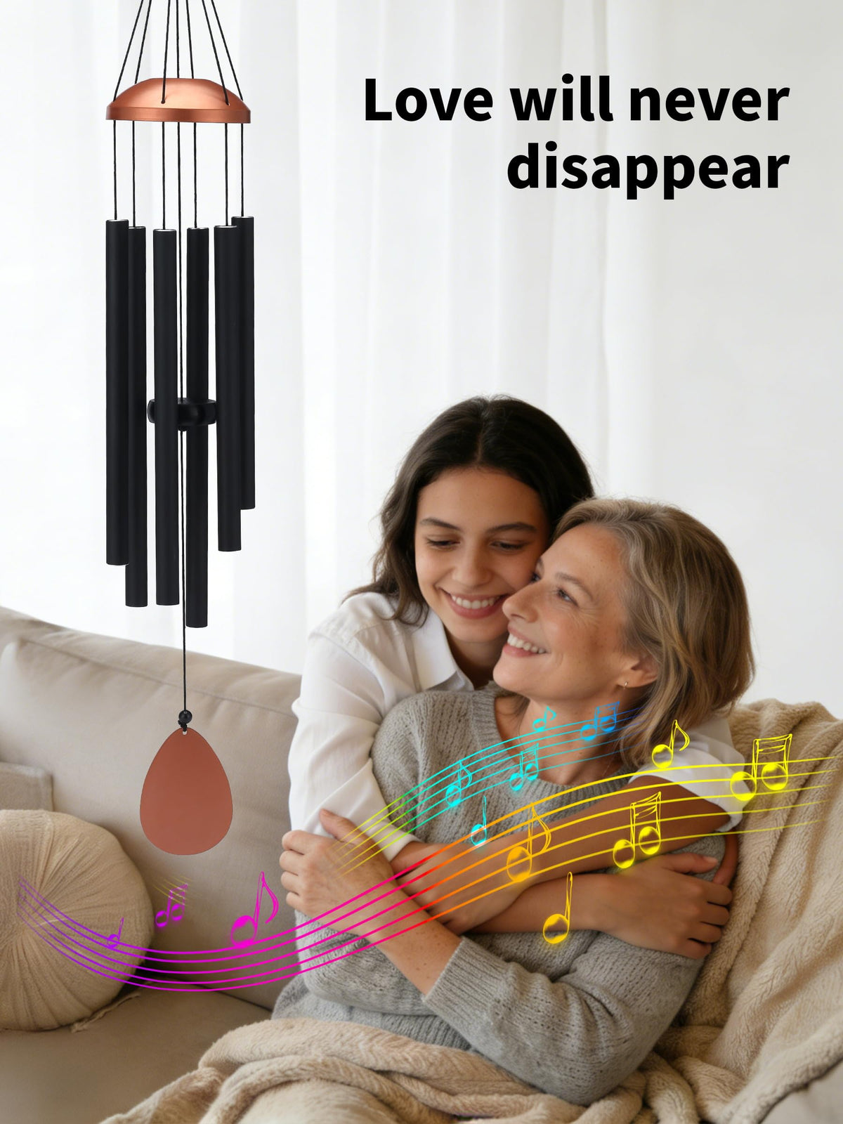 Threeight wind chimes top hook detail shows sturdy mounting for patio installation