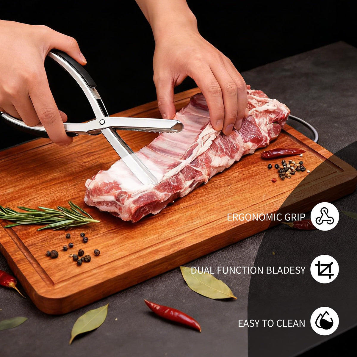 Threemonkys Rib Membrane Removal Tool in use on ribs for faster prep