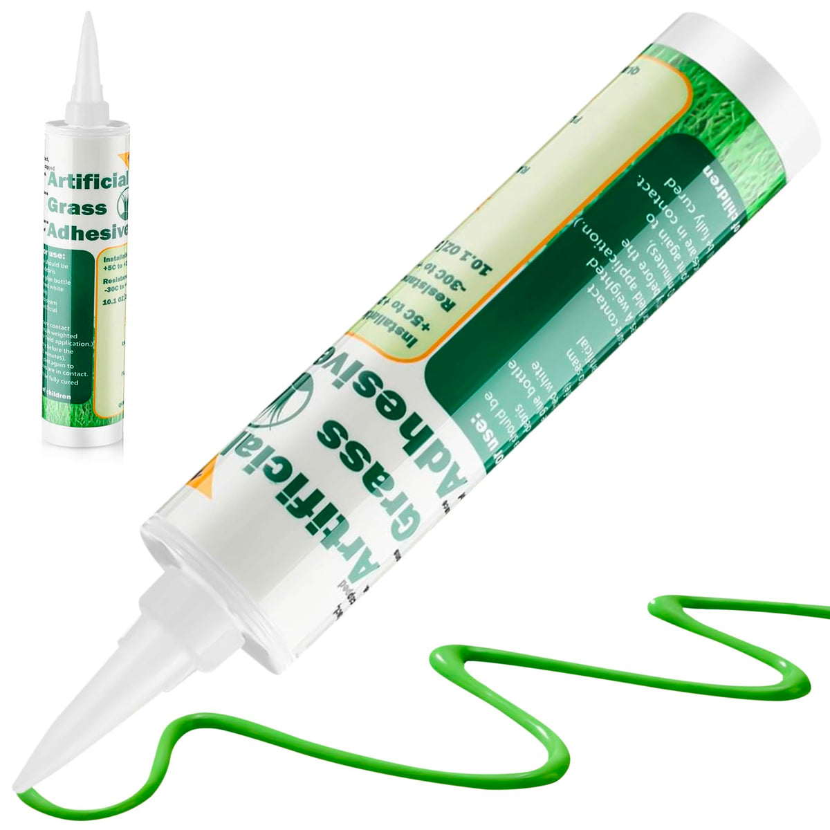 Threlaco turf glue 10oz tube closeup showing odorless bonding for synthetic lawns