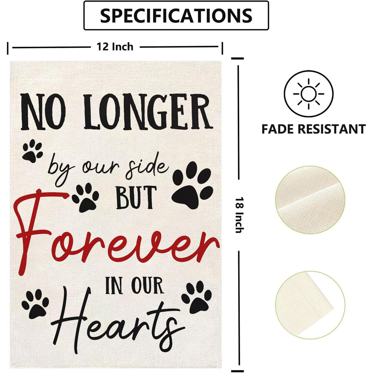 Thriano burlap pawprints flag Double-Sided with clear images from both sides for yard display