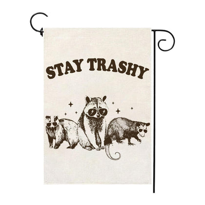 Thriano funny garden flag raccoon welcome on porch