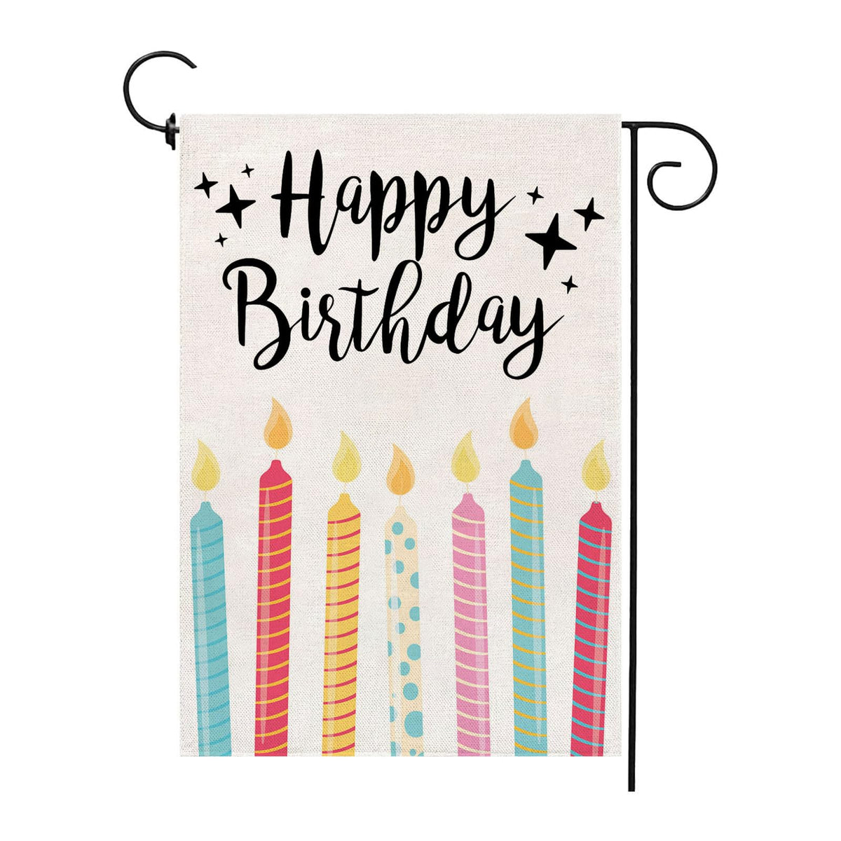 Thriano Happy Birthday flag front view enhances curb appeal for celebrations.