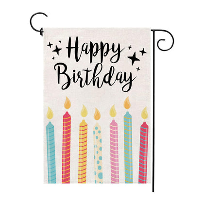 Thriano Happy Birthday flag front view enhances curb appeal for celebrations.