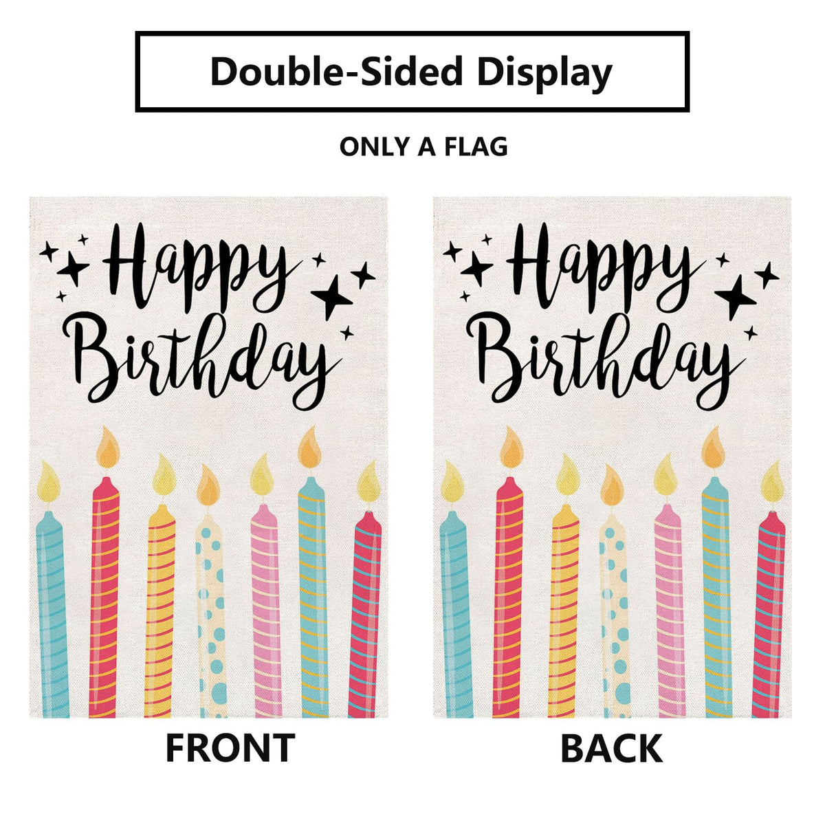 Thriano birthday flag print details show vibrant, durable messaging for outdoor use.