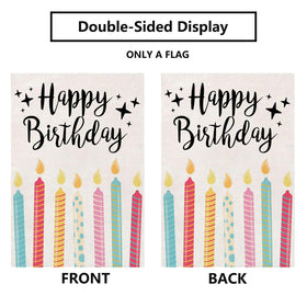 Thriano birthday flag print details show vibrant, durable messaging for outdoor use.