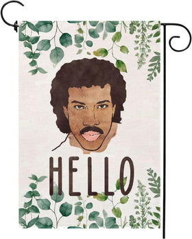 Thriano Hello Funny Garden Flag front view showcases bright seasonal design for porch decor.