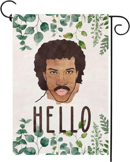 Thriano Hello Funny Garden Flag front view showcases bright seasonal design for porch decor.