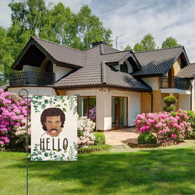 Thriano Hello Funny Garden Flag durable stitching and easy pole compatibility.