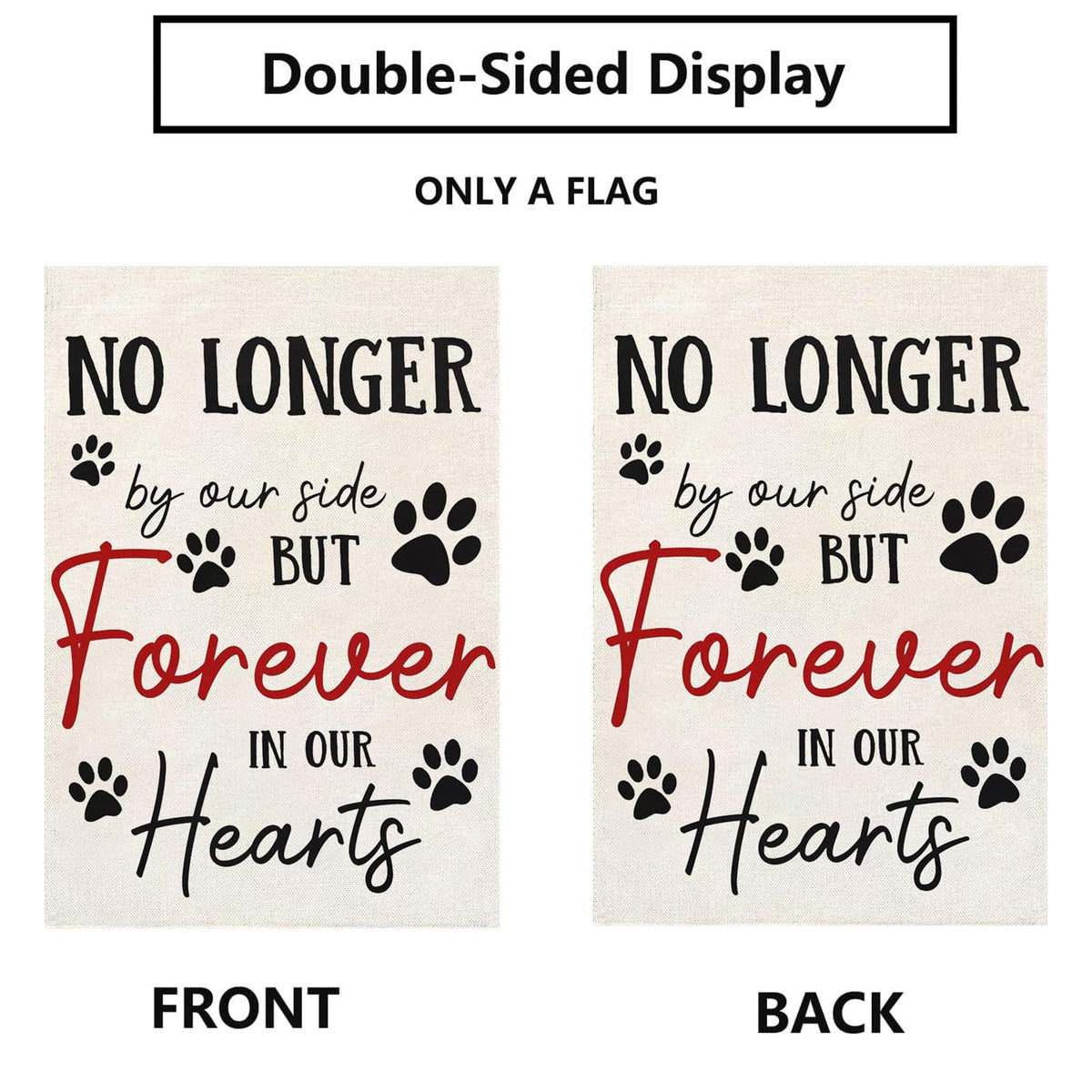 Thriano pet memorial flag Forever in Our Heart, double-sided visibility for garden or porch