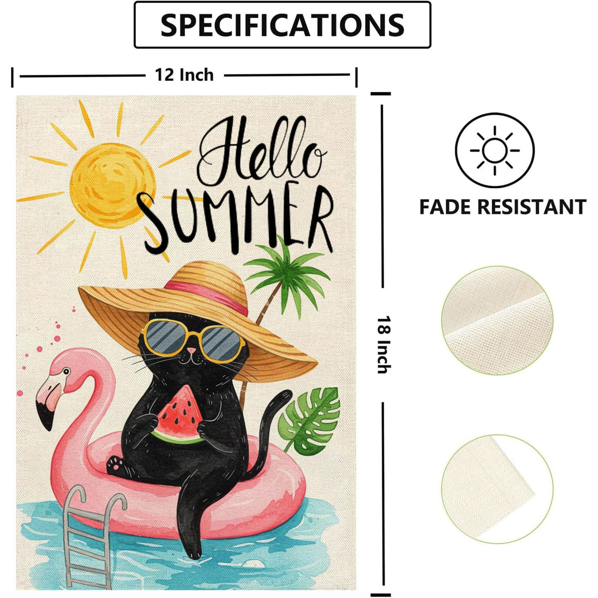 Thriano flamingo flag with sun hat adds playful curb appeal