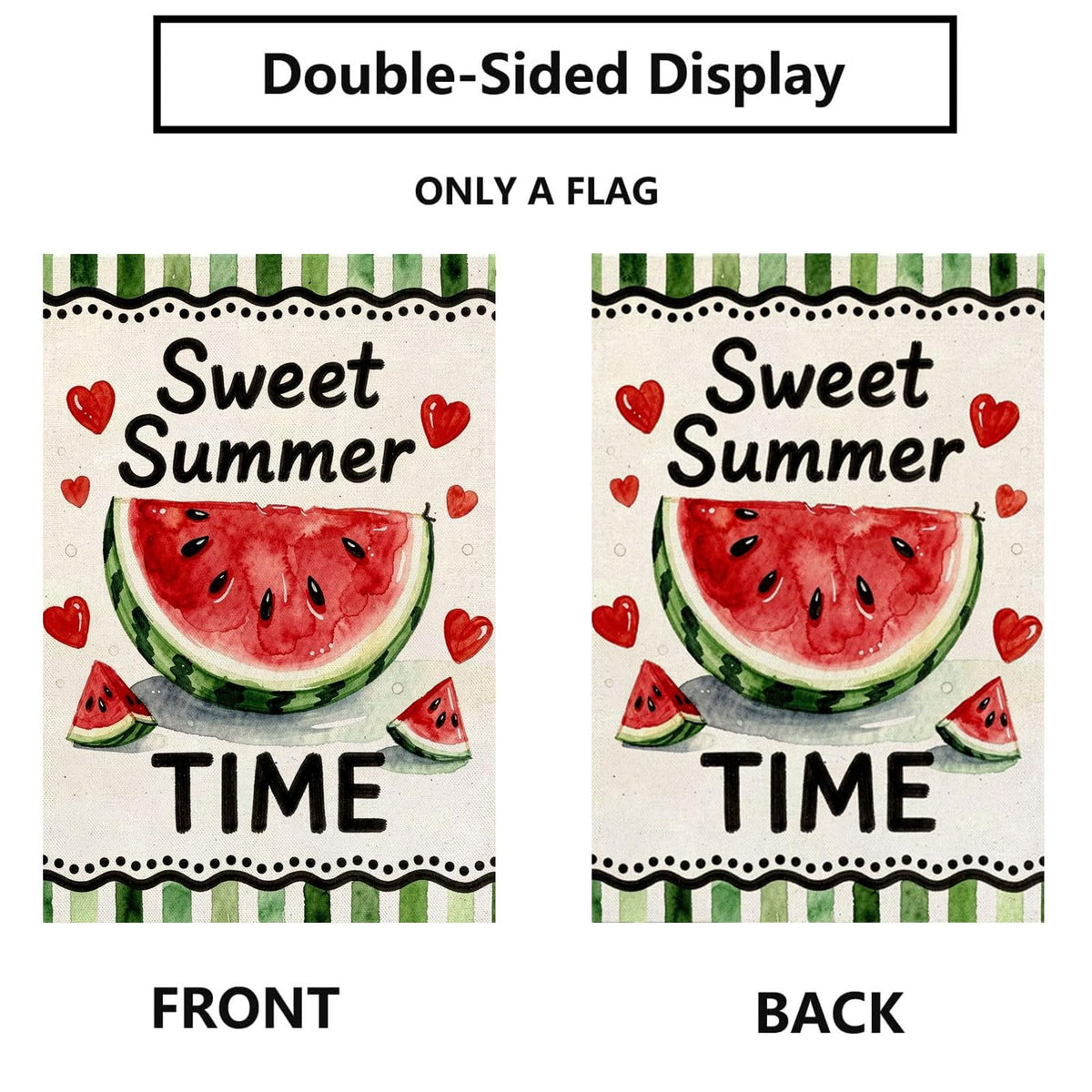 Thriano Watermelon flag back view, double-sided readability