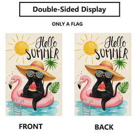 Thriano watermelon flamingo flag enhances poolside decor