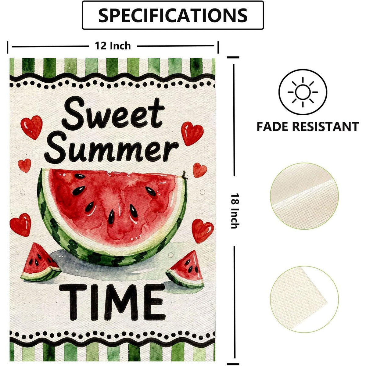 Thriano Watermelon garden flag on patio, welcoming outdoor decor